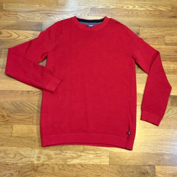 Izod Kids Boys XL 18 20 Red Long Sleeve Crewneck Ribbed Cotton Sweatshirt - Picture 1 of 9